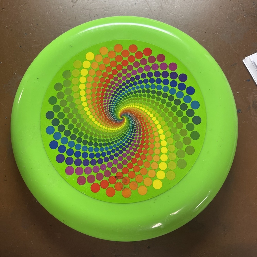 Frisbee Green Spiral 9" Flying Disc Dog Play Day Athletic Sports Polka Dots